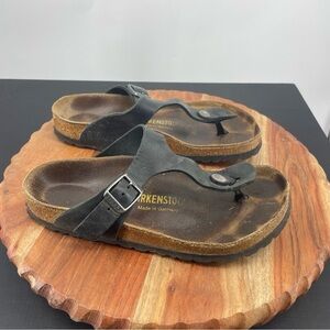 Birkenstock Gizeh leather Thong Sandals - Black, 36 (US 5-5.5) regular width